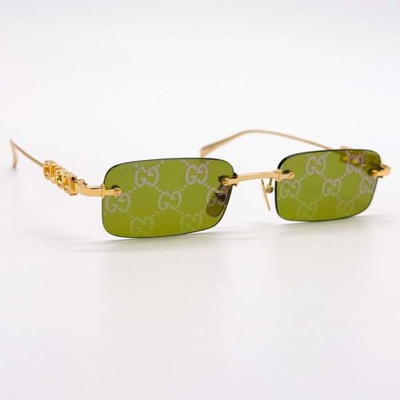 NEW GUCCI SUNGLASSES GOLD UNISEX RECTANGLE EYEWEAR GUCCI GG1808S 002 main image 8